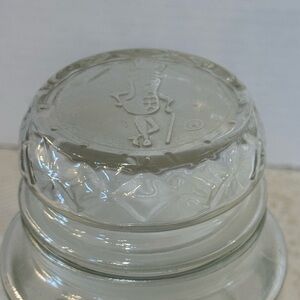 Planters Mr. Peanut clear glass jar diamond pattern 1984 Vintage canister 8”